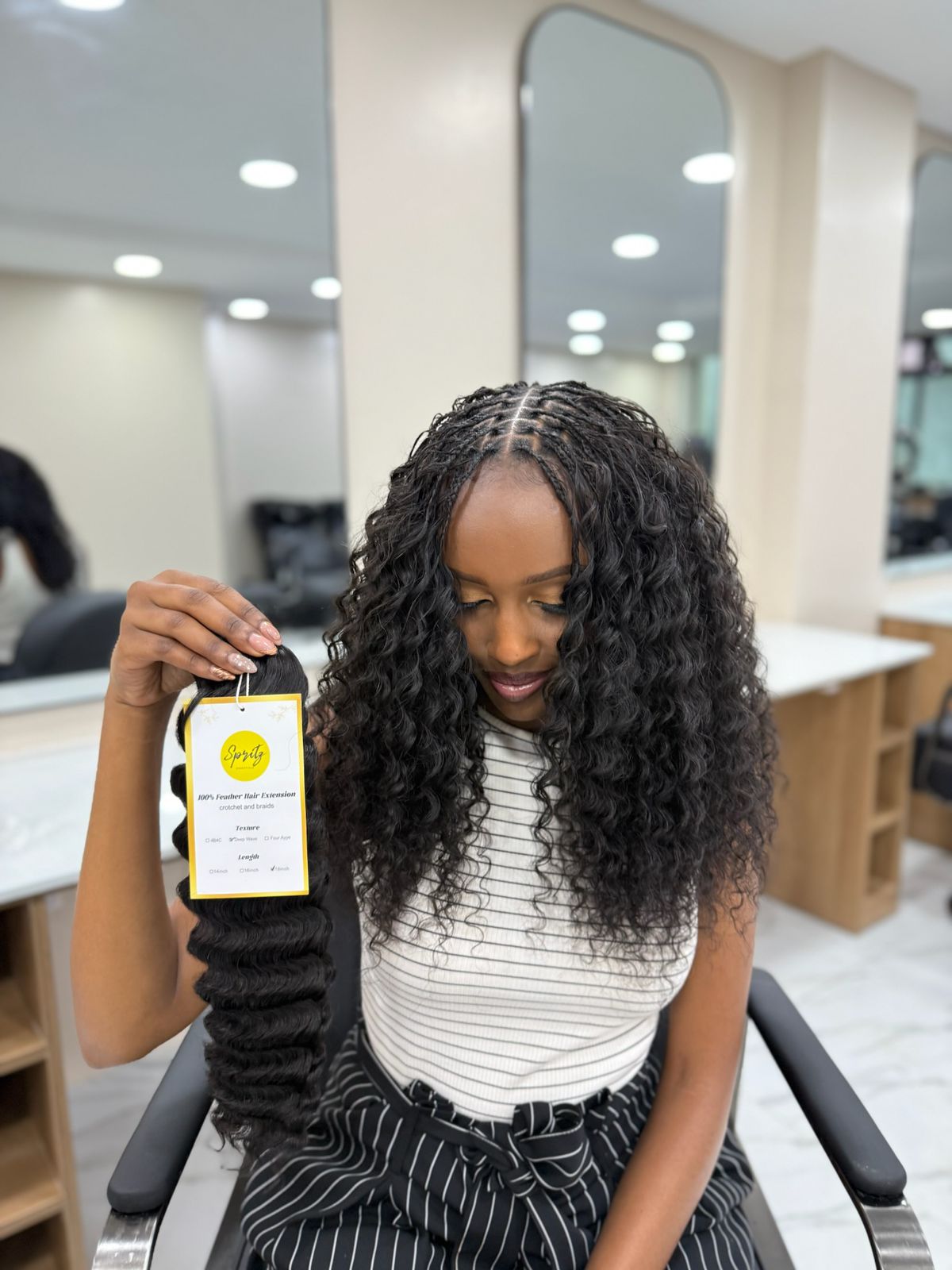 Deep Wave Feather Crochet Human hair